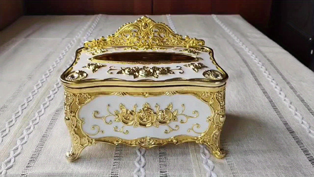 1pc European Style Craft Tissue Storage Box, High-end Hotel Cafe Restaurant Napkin Decorative Box, Desktop Paper Organizer