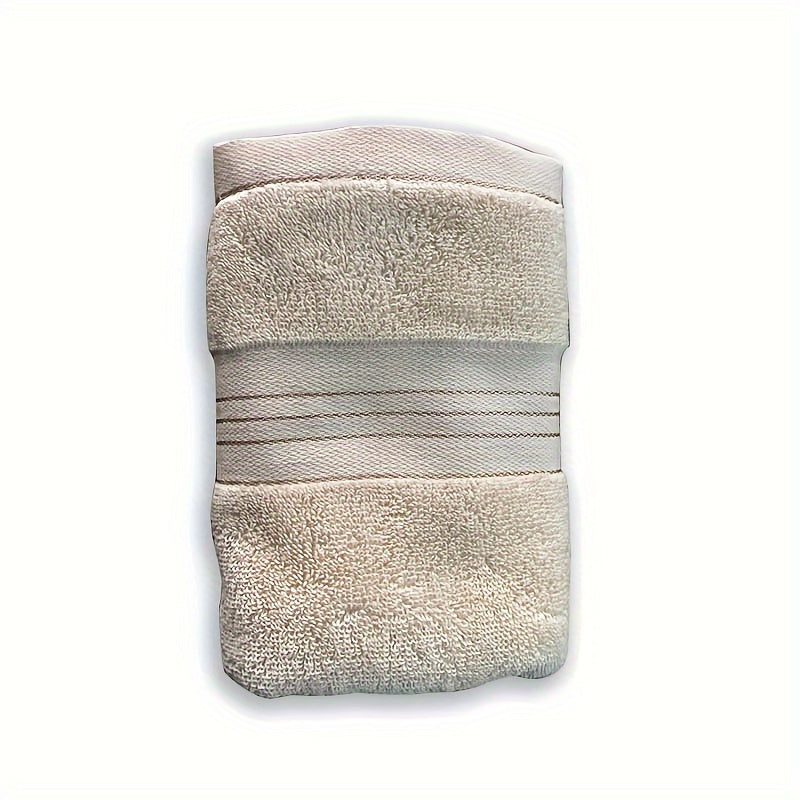 1pc LattBy Premium Cotton Towel, 29x13 Inches - Soft & Absorbent for Bathroom Use, Available in Deep Brown, Blue, Yellow with Striped Detail - Woven Style