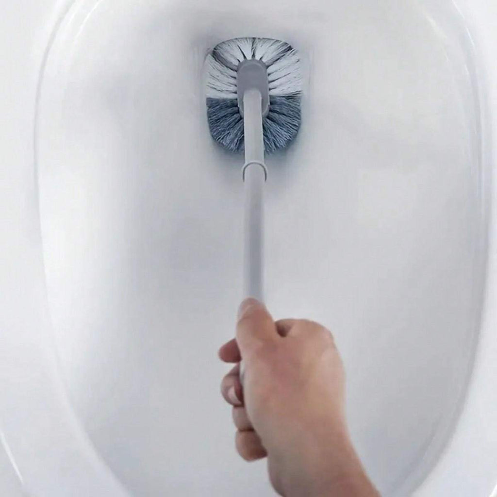 1 Ergonomic C-Shaped Long Handle Toilet Brush - Manual Deep Clean for Bathroom, Kitchen, Bedroom, Car - Reusable, Portable, No Power Required, with Groove Cleaning Head