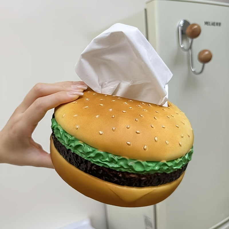 Hamburger Tissue Box Cover - Humorous Decorative Item for Kitchen Counter, Dining Table, Or Living Room | Unique Tissue Paper Holder Gift for Loved Ones