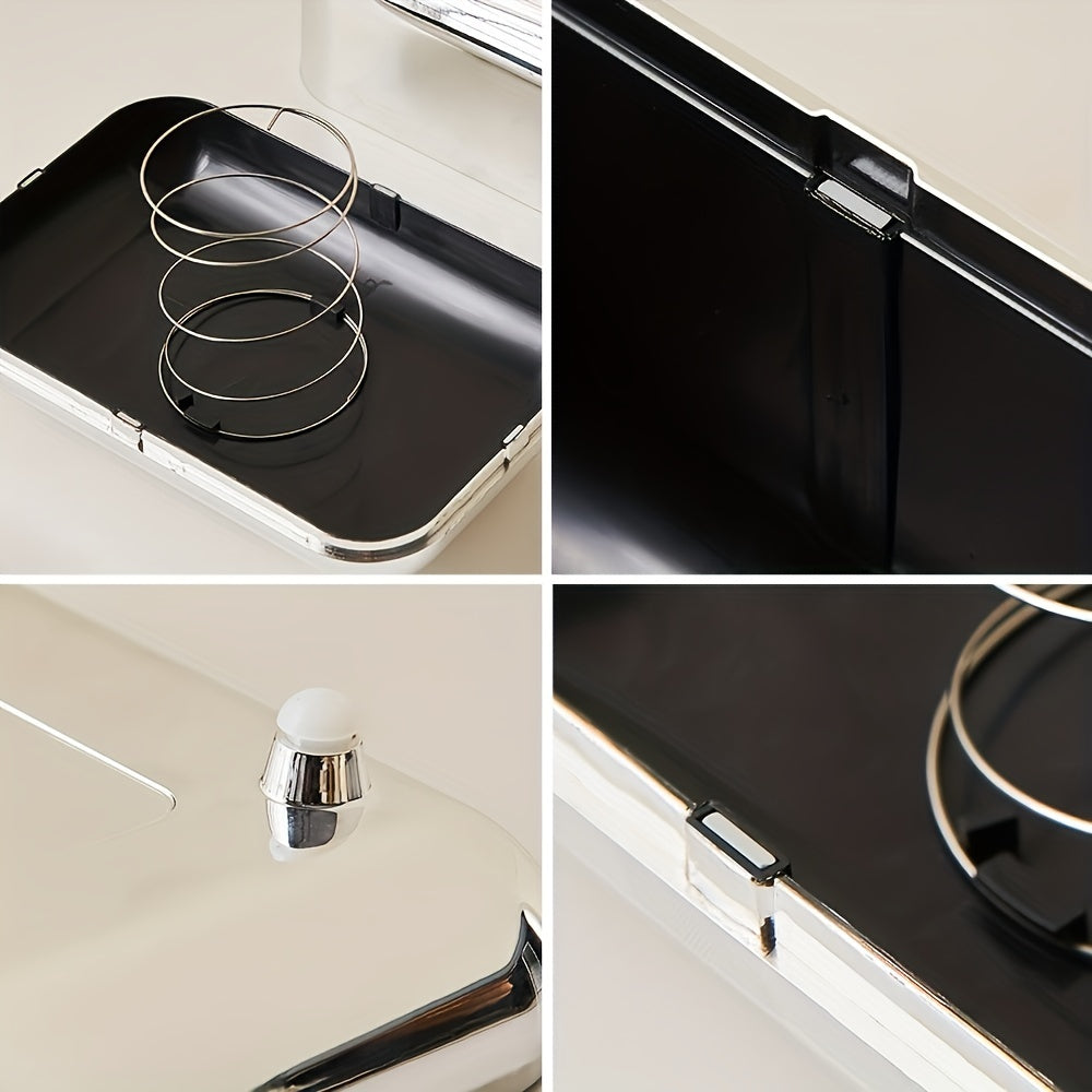 1pc Vintage-Inspired Bread Shape Tissue Box - Electroplated Luxury Holder with 2 Color Options - Bathroom Accessories, Organizers, and Storage for a Clutter-Free Space