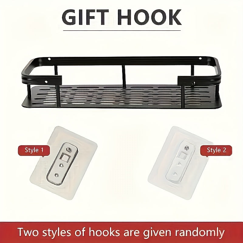 2pcs Black Rust-Proof Polished Metal Bathroom Shelves, Wall-Mounted No-Drill Hanging Shower Caddy for Shampoo, Conditioner, and Toiletries – Space-Saving and Stylish Bathroom Organizer, Spacesaving Caddy | Sleek Shower Design | Durable Bathroom Item