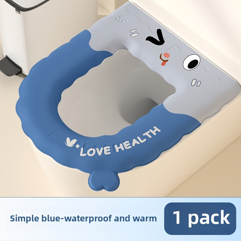 1pc Fit EVA Toilet Seat Cover, Thickened All-Season Waterproof Pad, Lightweight, Hand Wash Only, Comfortable Bathroom Accessory