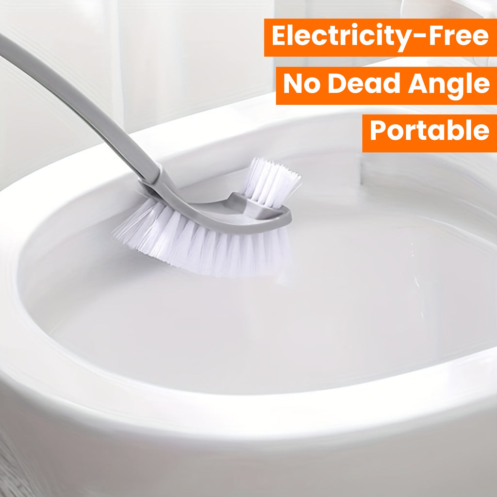 1 Set Soft Bristle Toilet Brush Set with Holder, Wall-Mounted Long Handle Bathroom Cleaning Brush, Portable Medium Firmness, Plastic Handle, No Dead Angle, Electricity-Free Cleaning Tool for Bathroom and Toilet