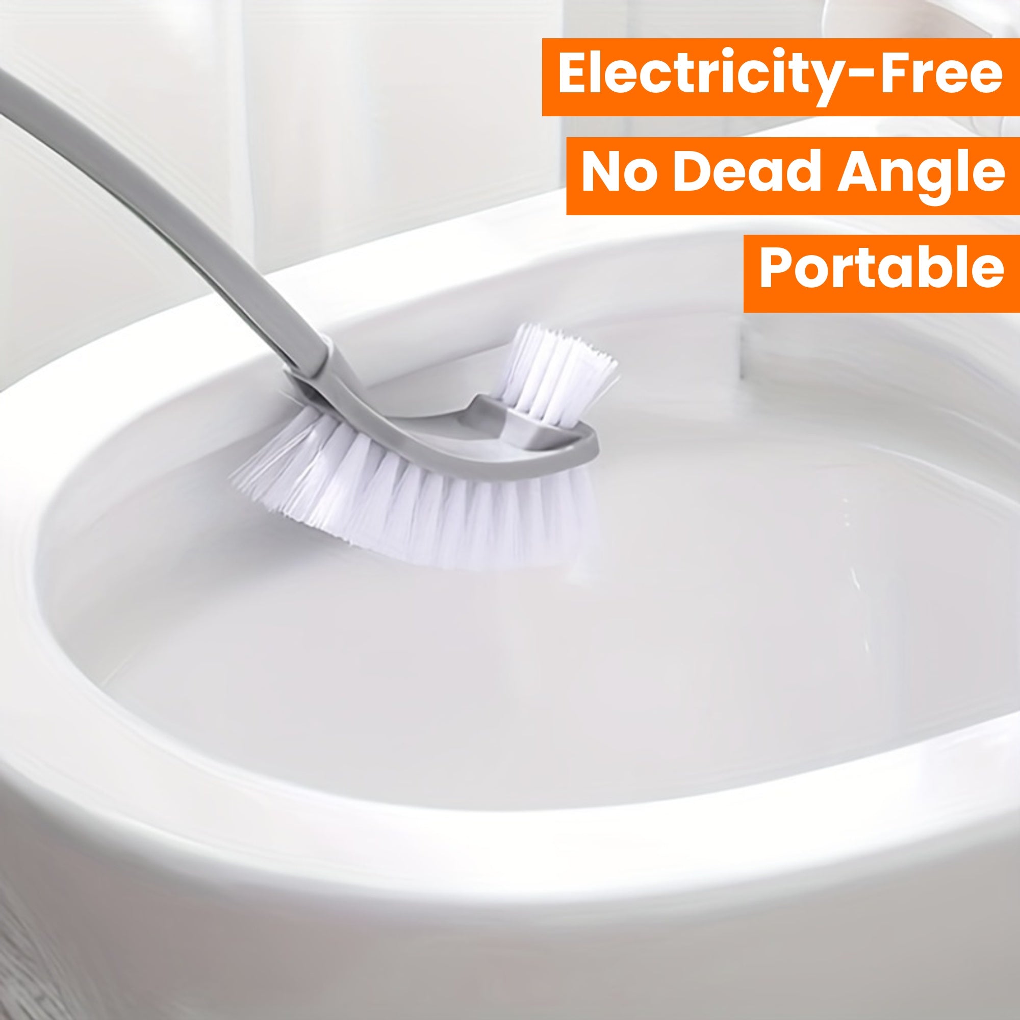 1 Set Soft Bristle Toilet Brush Set with Holder, Wall-Mounted Long Handle Bathroom Cleaning Brush, Portable Medium Firmness, Plastic Handle, No Dead Angle, Electricity-Free Cleaning Tool for Bathroom and Toilet