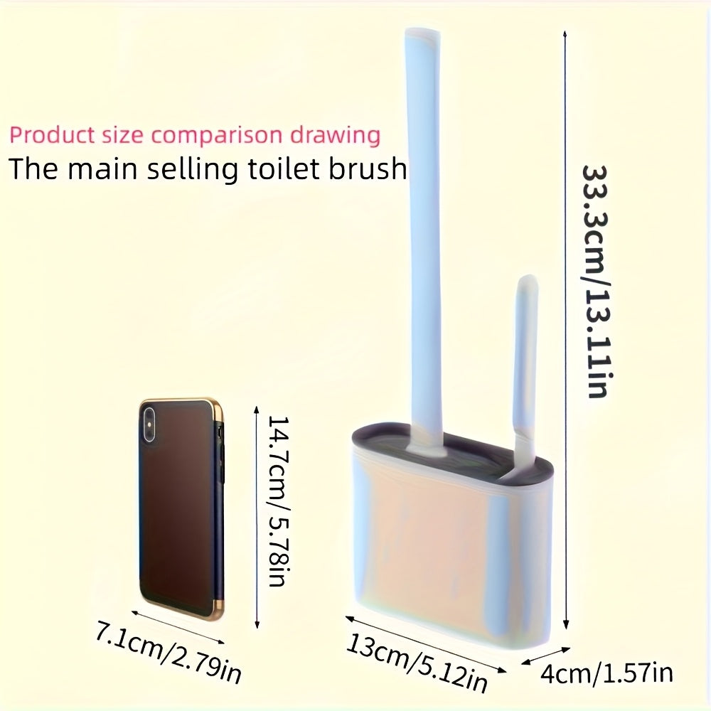 Toilet Brush Set with Wall Mounting, 1pc: Soft Silicone Head, Long Handle and Extra Small Brushes for Home Cleaning - A Must-have for RV Bathrooms