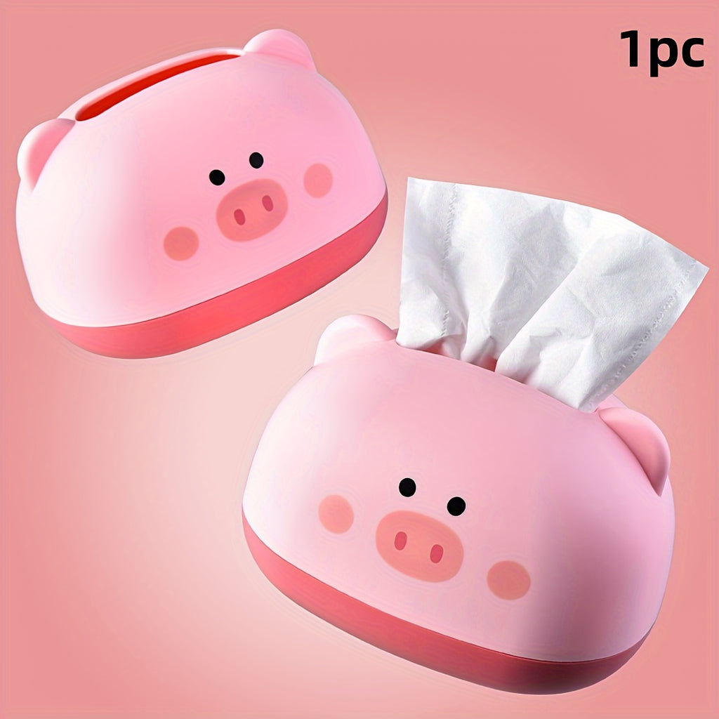 Cute Piggy-Shaped Tissue Box Holder - Durable Plastic, Multi-Functional Desktop Organizer for Home & Commercial Use, 1pc, Tissue Box