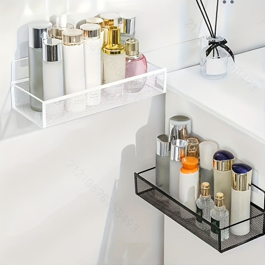 1pc Wall-Mounted Metal Shower Caddy, Lightweight No-Drill Bathroom Organizer Shelf for Shampoo and Soap Storage, Ideal for Kitchen and Bathroom Accessories, Non-Electric, Shower Caddie, Shower Caddies