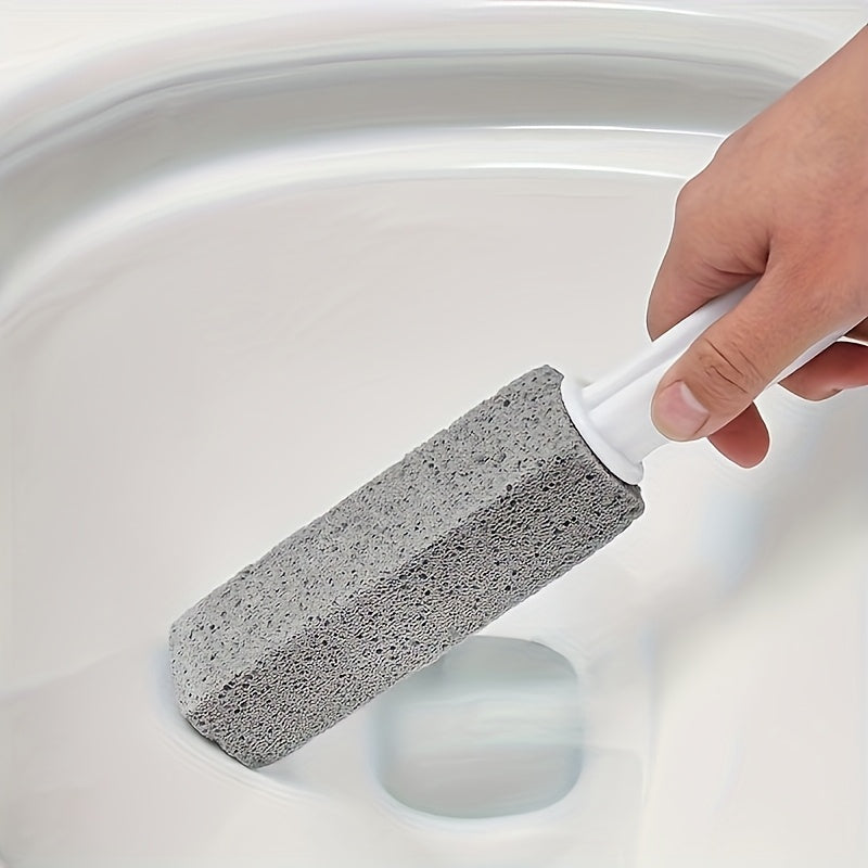 Pumice Stone Toilet Bowl Cleaner Brush - Stain Removal for Bathrooms, Patios & Poolside - Manual, Non-Scratch Cleaning Tool with Plastic Handle - Household Cleaning Essentials, Bathroom Cleaning Tool|Pumice Stone Brush|Nonstick Surface Brush