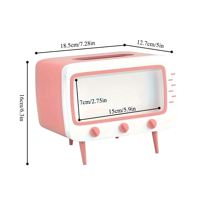 Retro Tv-Inspired Tissue Box Holder with Mobile Phone Dock - Multifunctional Rectangle Plastic Dispenser for Home & Office Decor - 1 PC Halloween, Christmas Decorations