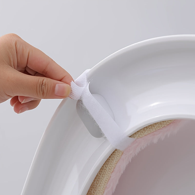 Warm Plush Toilet Seat Cushion Cover, Soft Buttocks Support, Thickened Non-Slip Bathroom Warmer Pad, with Hand Washable, for All Seasons