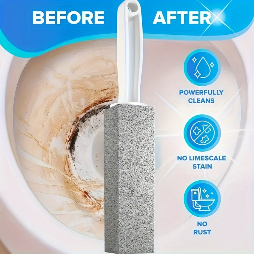 Pumice Stone Toilet Bowl Cleaner Brush - Stain Removal for Bathrooms, Patios & Poolside - Manual, Non-Scratch Cleaning Tool with Plastic Handle - Household Cleaning Essentials, Bathroom Cleaning Tool|Pumice Stone Brush|Nonstick Surface Brush