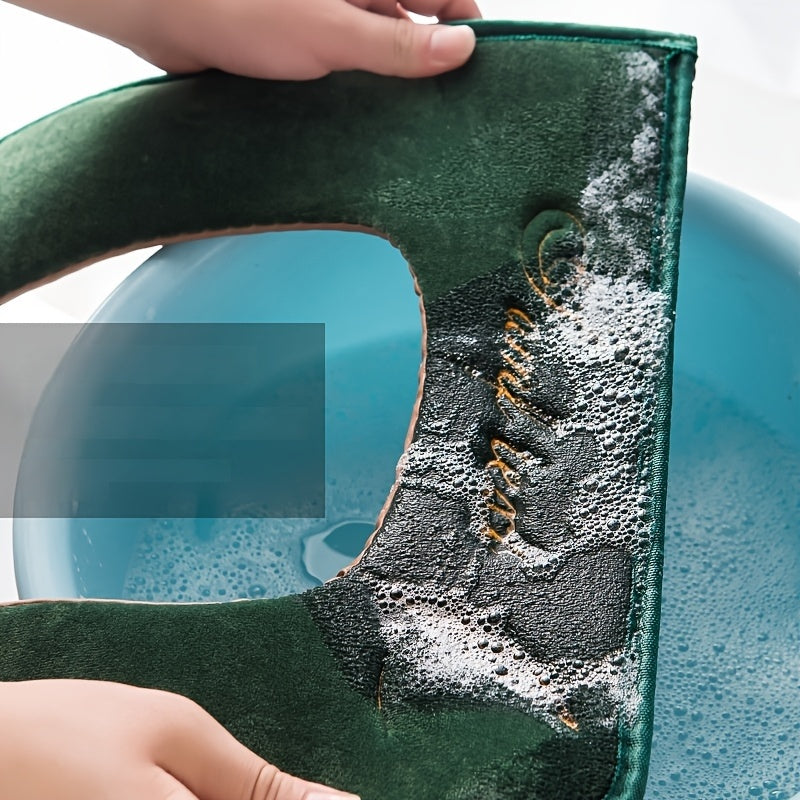 Nordic Style Series with Handle Toilet Mat with Sticky Buckle and Zipper Cushion Cover with Embroidered Pattern Toilet Cover Mat