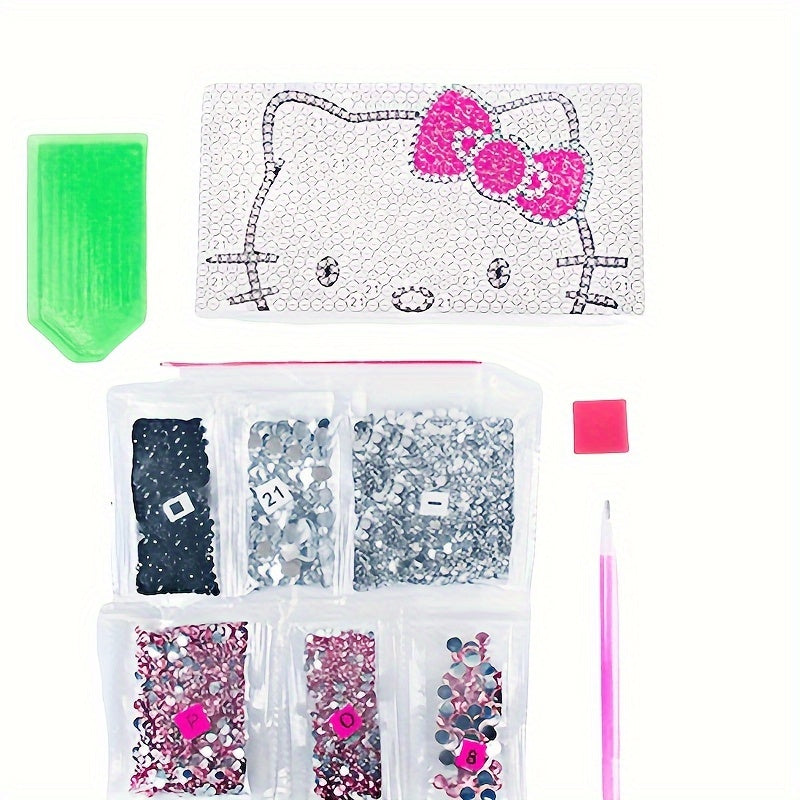 1pc Sanrio Hello Kitty DIY Diamond Painting Tissue Box - Round\u002FSquare Rhinestone Craft Kit, Suitable for Home Decor and Car Storage