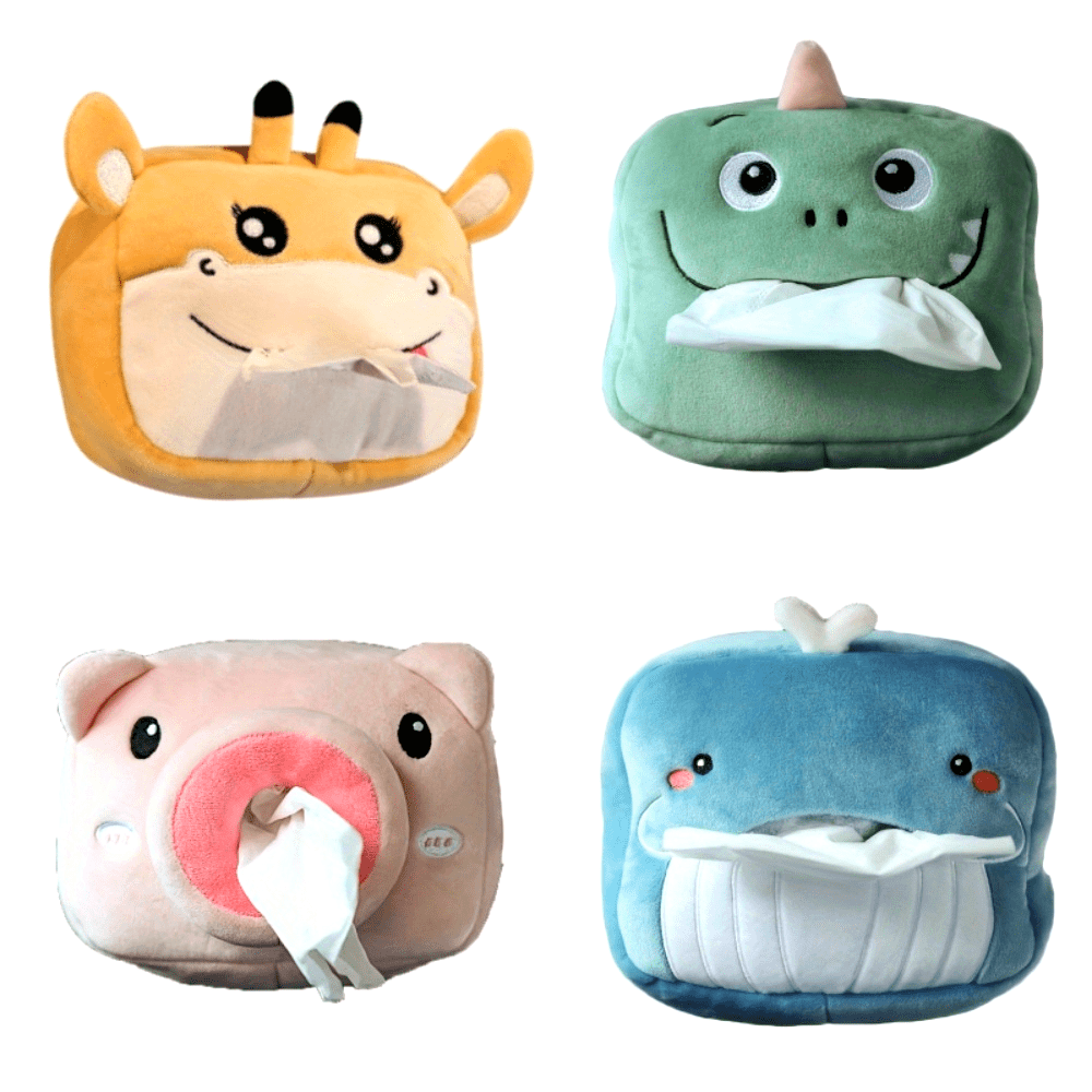 Cute Plush Animal Car Tissue Box Holder - Portable, Multi-Functional Drawer Design For Women'S Vehicles Cute Car Accessories For Women Tissue Box Holder Car