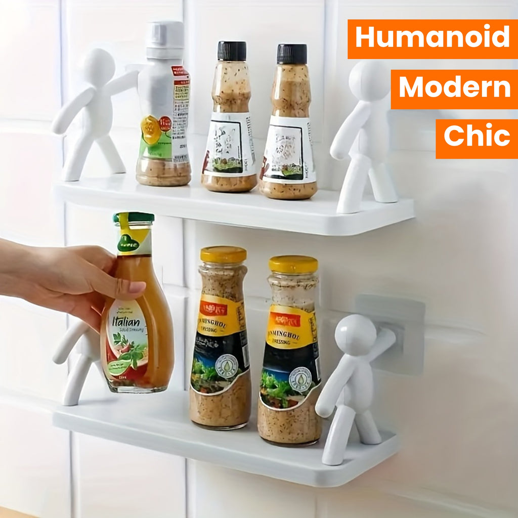 Chic Humanoid Wall-Mounted Storage Shelf - Modern Plastic Organizer for Kitchen & Bathroom