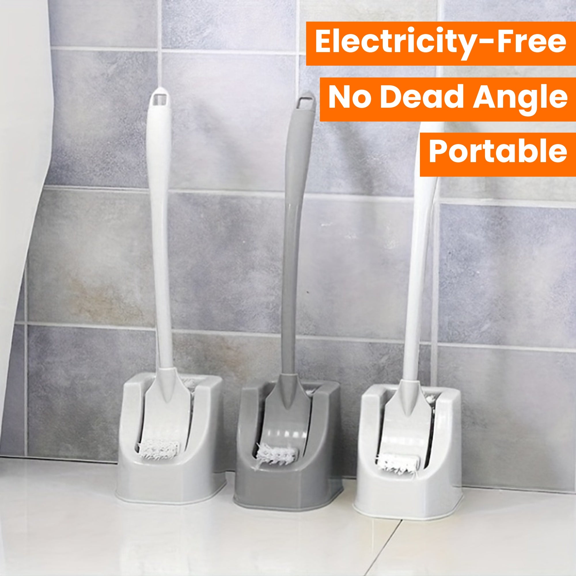 1 Set Soft Bristle Toilet Brush Set with Holder, Wall-Mounted Long Handle Bathroom Cleaning Brush, Portable Medium Firmness, Plastic Handle, No Dead Angle, Electricity-Free Cleaning Tool for Bathroom and Toilet