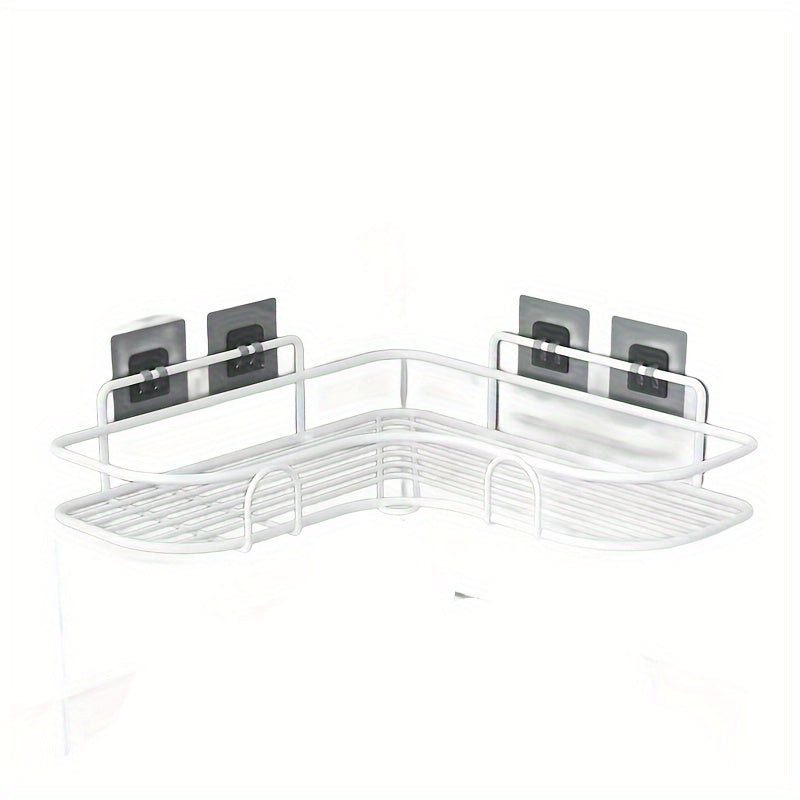 No-Drill Wall-Mounted Shower Shelf - Rustproof Metal Bathroom & Kitchen Storage Rack for Shampoo, Conditioner, and Essentials - Easy Installation, Ideal for Home and Hotel Use, RV Interior Accessory, Bathroom Organizers And Storage