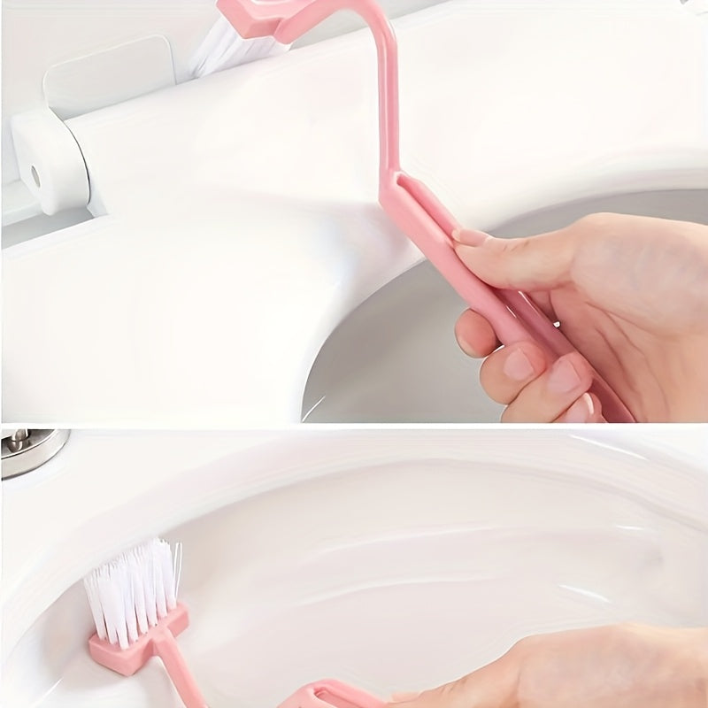 Ergonomic Pink V-Shaped Toilet Brush - Wall-Mounted, Manual, No-Scrub Design for Efficient Bathroom Corner Cleaning, Durable Plastic with Soft Bristles, Toilet Brush and Holder Set, Bathroom Cleaning Accessories