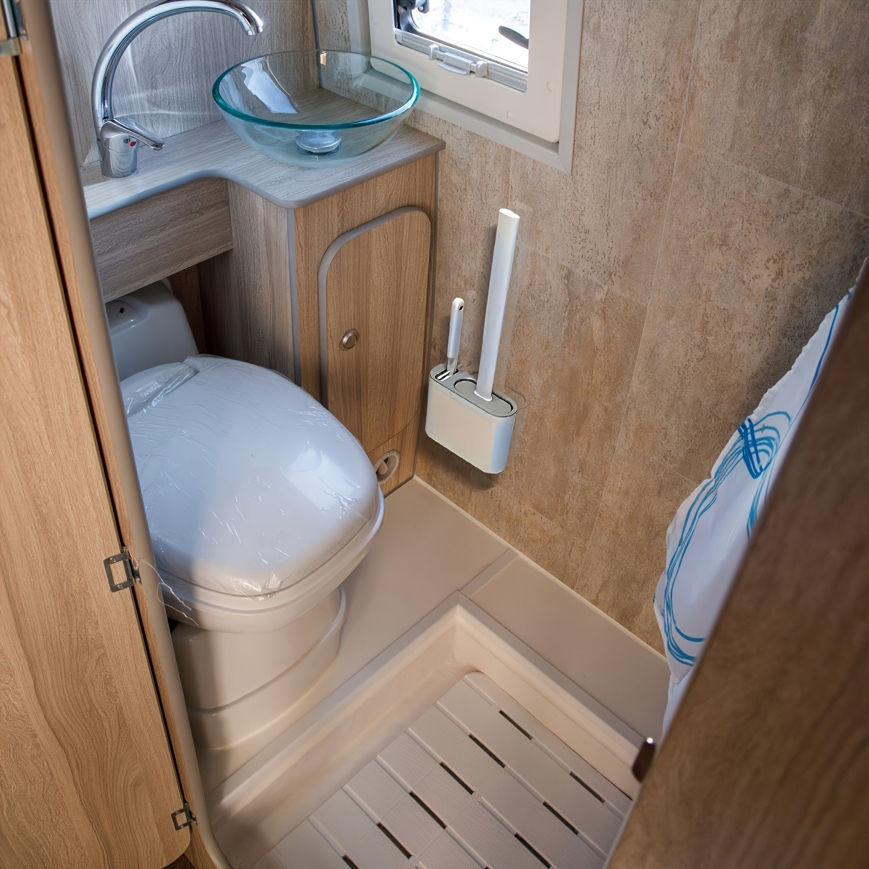 Toilet Brush Set with Wall Mounting, 1pc: Soft Silicone Head, Long Handle and Extra Small Brushes for Home Cleaning - A Must-have for RV Bathrooms