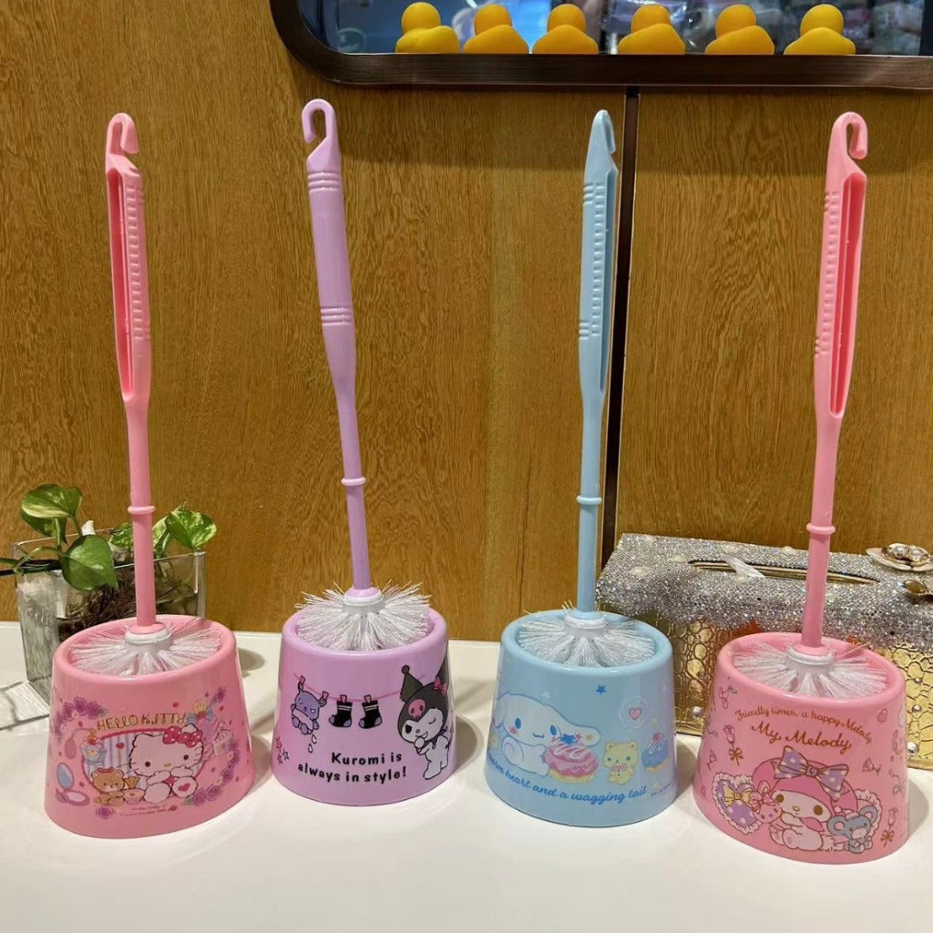 For Hello Kitty for Kuromi for Cinnamoroll for My Melody Toilet Brush Set, Durable Plastic, Easy-to-Use, Creative Design, Ideal for Home Bathroom Cleaning, Bathroom Accessories | Playful Design | Durable Plastic, Toilet Brush