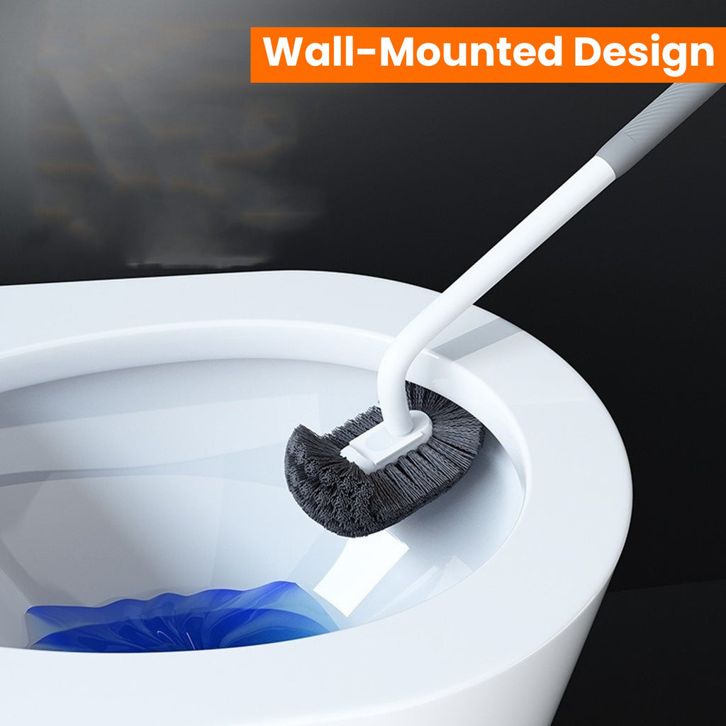 Flexible Long-Handle Toilet Brush with Soft Bristles - No Dead Corner, Wall-Mounted Design for Efficient Bathroom Cleaning