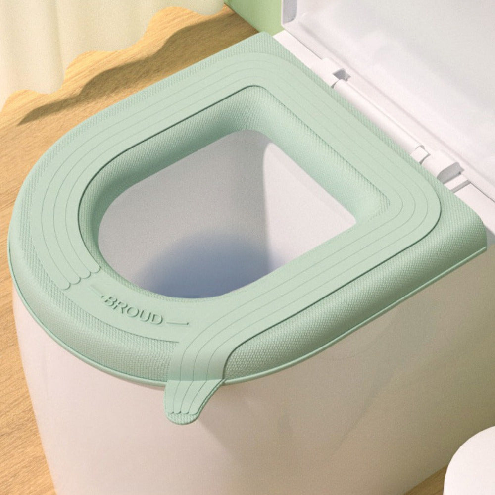 Mint Green Toilet Seat Cover Warmer - Soft, Scrubbable Cushion with Ribbed Texture & Handles for Easy Installation, Comfortable Fit, and Enhanced Hygiene, Toilet Seat Cushion