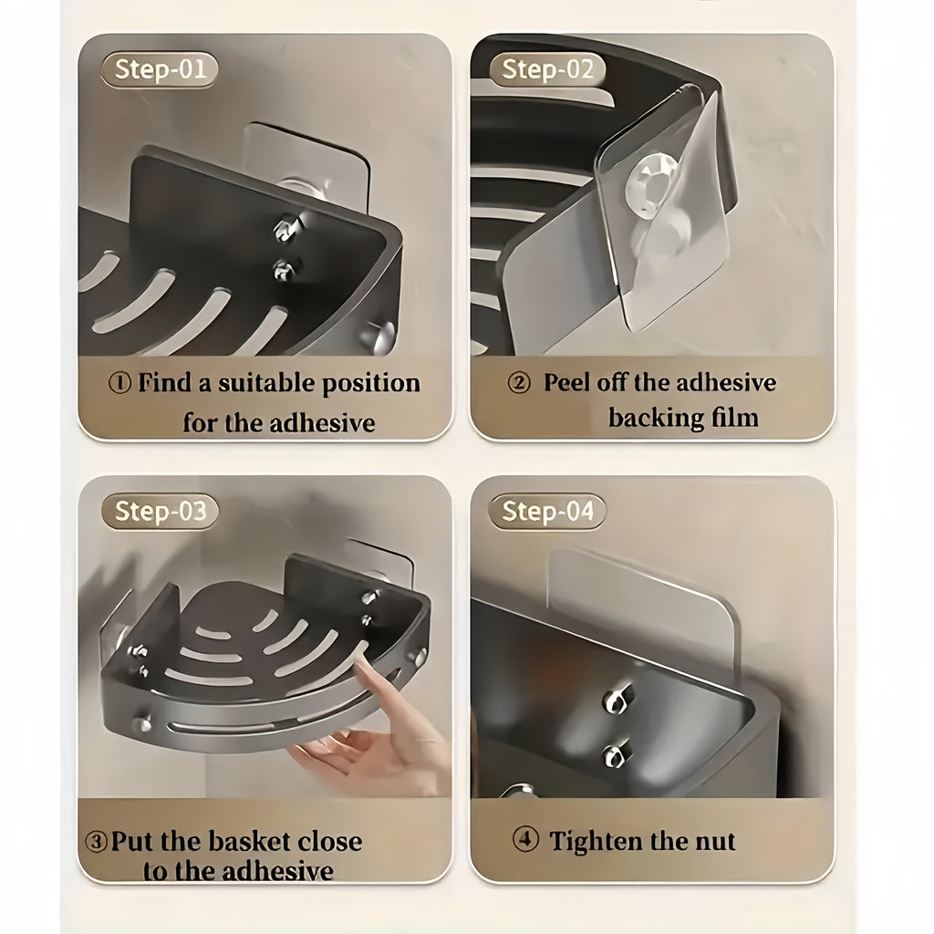 2pcs No-Drill Adhesive Bathroom Corner Shower Caddy, ABS Wall-Mounted Shampoo Holder, Holds 6 Bottles of Conditioner, Shower Accessories, Best for Christmas, Perfect for Thanksgiving