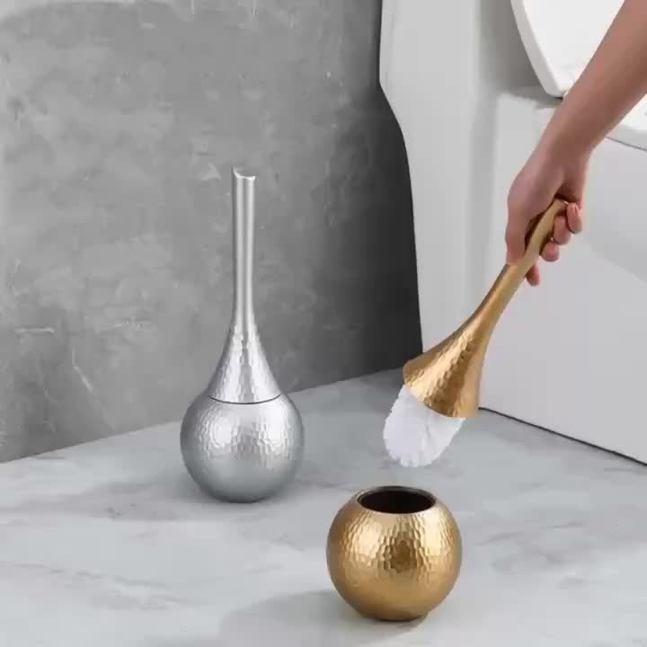 Luxurious Golden Toilet Brush with Long Handle - Elegant White Bristles, Ideal for Bathroom and Home Cleaning, Home Hygiene Essentials|Elegant Toilet Brush|Durable Plastic Brush