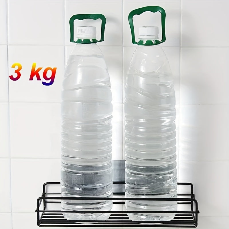 1pc Wall-Mounted Wrought Iron Bathroom Shelf, Rust-Proof Indoor Shower Caddy, with Non-Drilled Adhesive, for Shower Storage Organizer