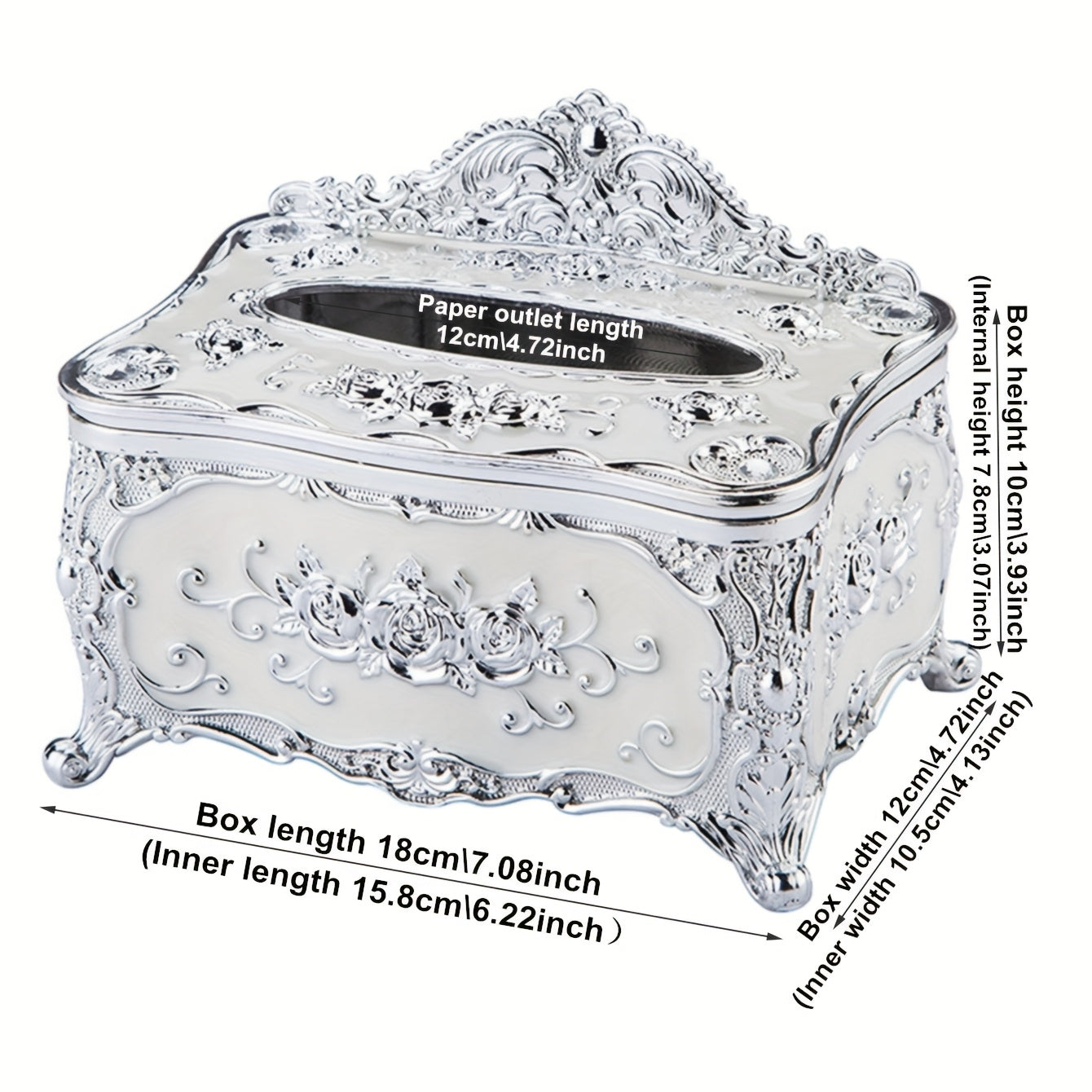 1pc European Style Craft Tissue Storage Box, High-end Hotel Cafe Restaurant Napkin Decorative Box, Desktop Paper Organizer