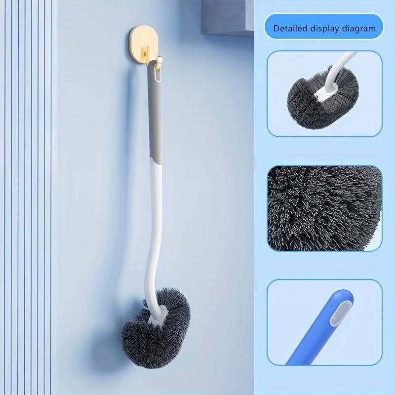 Ergonomic Non-Slip Toilet Brush - Reusable, Hygienic Bathroom Cleaning Tool with Durable Plastic Handle