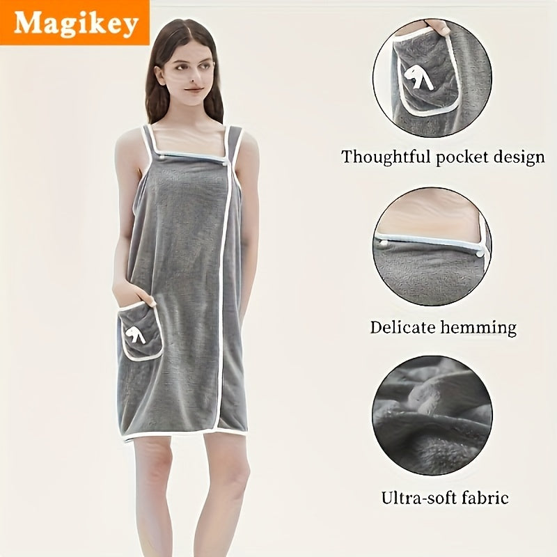 Large Soft Coral Fleece Bath Towel with Pocket - Absorbent & Quick-Dry, Lightweight & Durable for Beach, Home, and Bathroom Use, Perfect Holiday Gift for Halloween, Thanksgiving, Christmas, Quickdry Towel | Playful Design Towel | Durable Towel Fabric