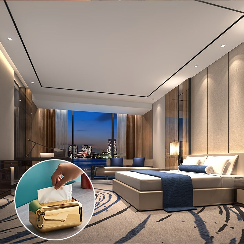 1pc Vintage-Inspired Bread Shape Tissue Box - Electroplated Luxury Holder with 2 Color Options - Bathroom Accessories, Organizers, and Storage for a Clutter-Free Space