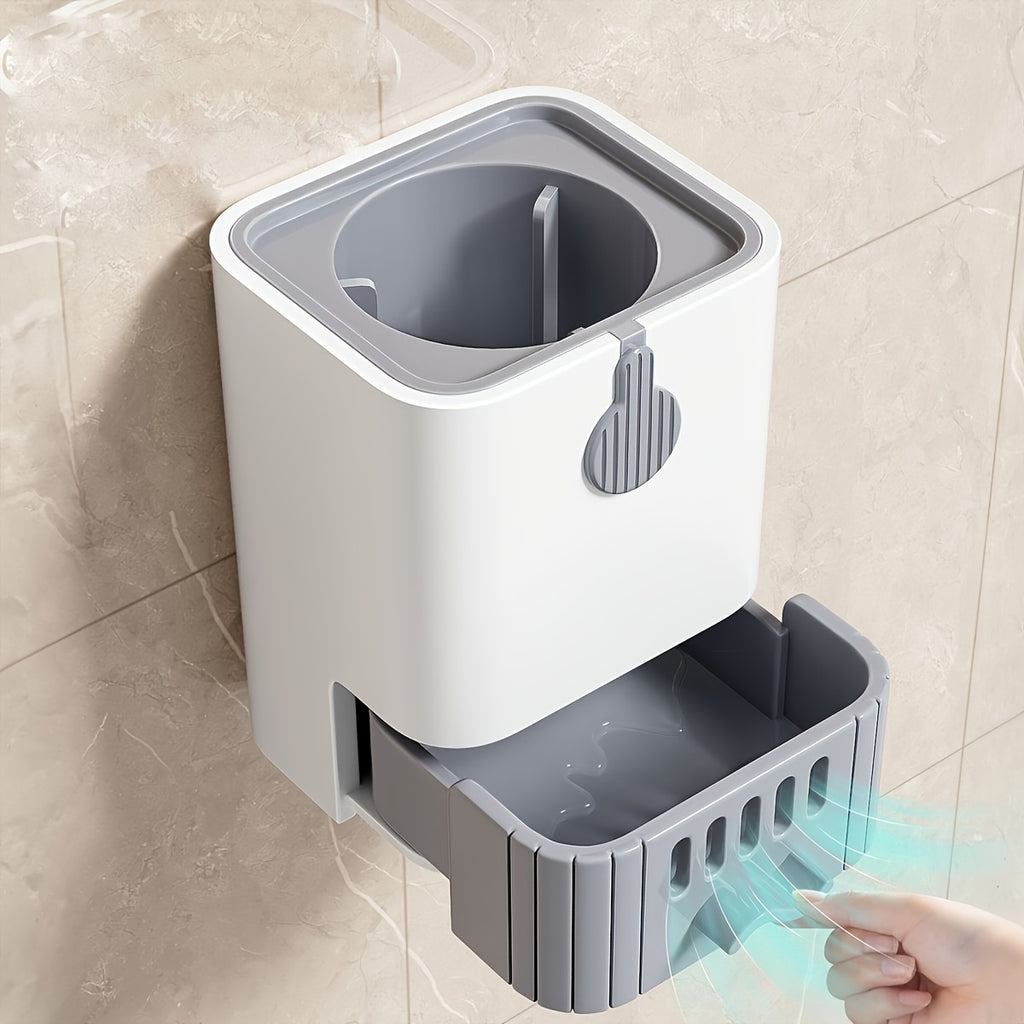 A Wall-Mounted Toilet Brush Set with a Long Handle - Featuring Soft Silicone Bristles, No Dead Corners, Equipped with a Paper Holder And Towel Rack, Manual And Non-Electric, Designed to Save Space.