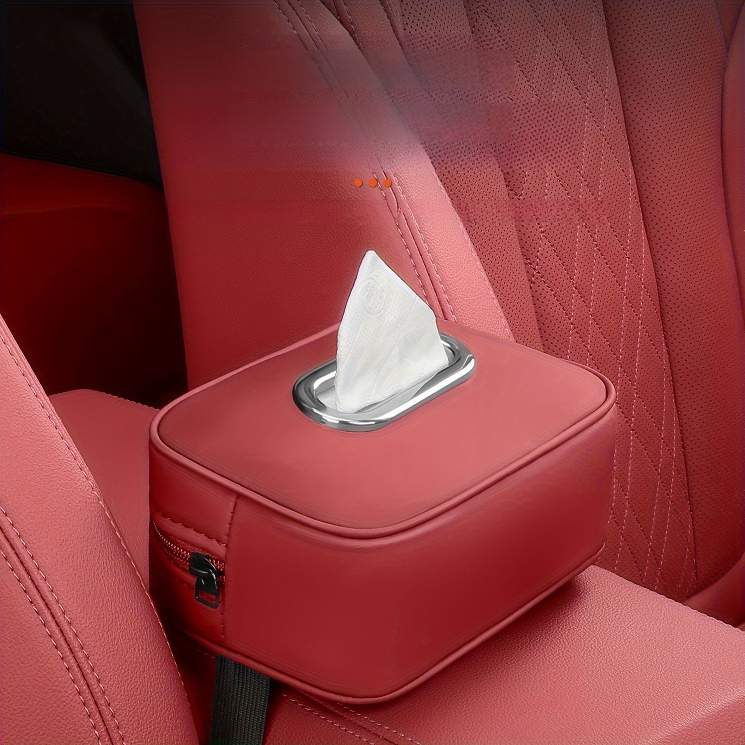 1pc PUPU PU Leather Car Tissue Box Holder, Multi-Functional Storage Organizer for Sun Visor, Seat Back, Armrest - Vehicle Interior Accessory
