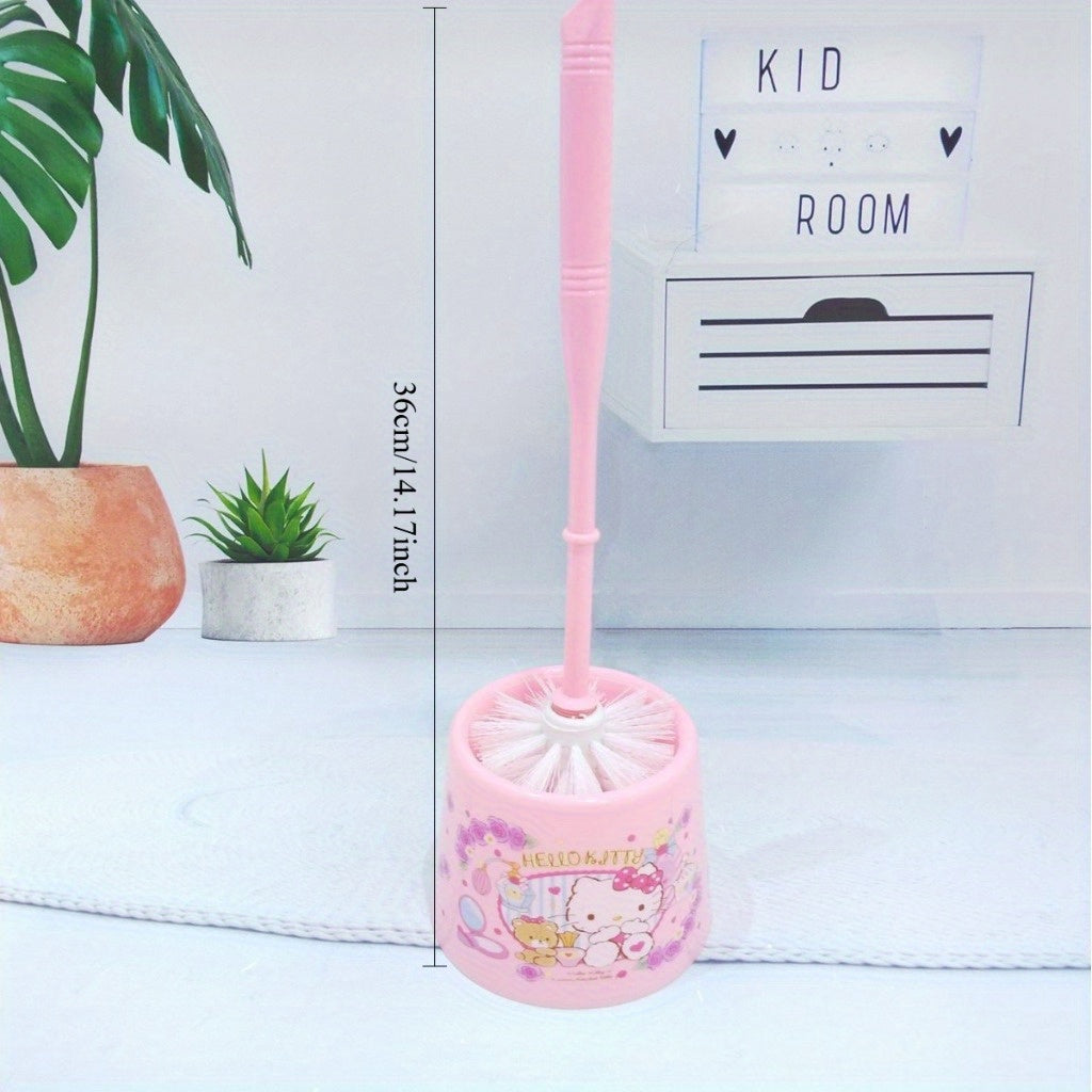 For Hello Kitty for Kuromi for Cinnamoroll for My Melody Toilet Brush Set, Durable Plastic, Easy-to-Use, Creative Design, Ideal for Home Bathroom Cleaning, Bathroom Accessories | Playful Design | Durable Plastic, Toilet Brush