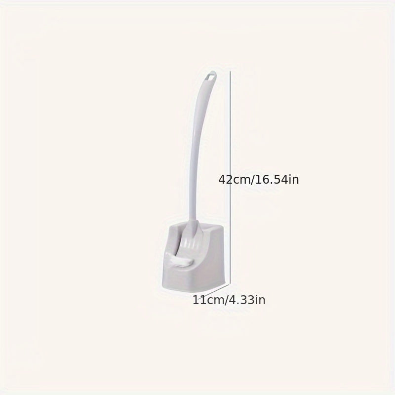 1 Set Soft Bristle Toilet Brush Set with Holder, Wall-Mounted Long Handle Bathroom Cleaning Brush, Portable Medium Firmness, Plastic Handle, No Dead Angle, Electricity-Free Cleaning Tool for Bathroom and Toilet