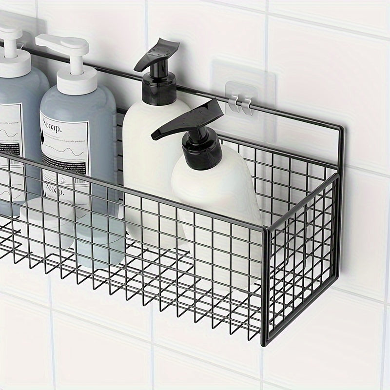 Farmhouse Style Metal Bathroom Wall-Mounted Storage Organizer - No-Drill Installation, Multi-Purpose Shelves for Toiletries, Towels & Bottles, Durable Rustic Decor for Bathroom Organization, Bathroom Organizers And Storage