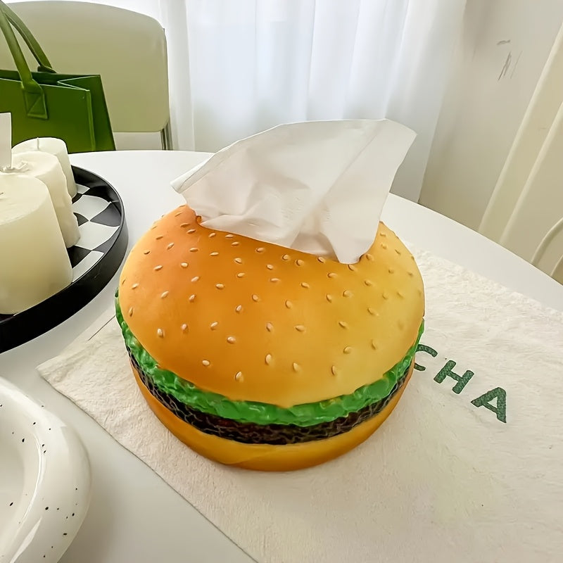 Hamburger Tissue Box Cover - Humorous Decorative Item for Kitchen Counter, Dining Table, Or Living Room | Unique Tissue Paper Holder Gift for Loved Ones