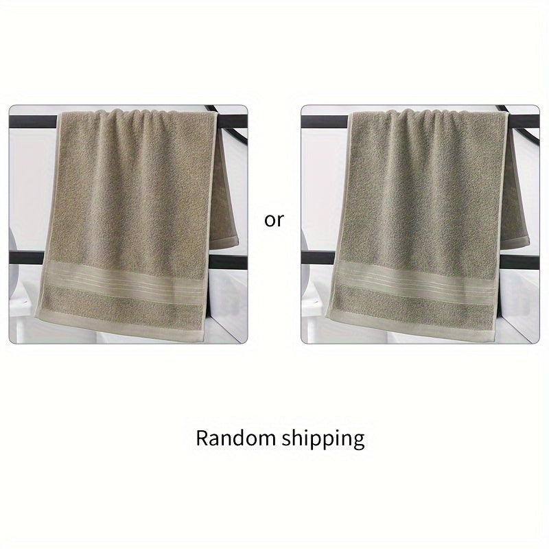 1pc LattBy Premium Cotton Towel, 29x13 Inches - Soft & Absorbent for Bathroom Use, Available in Deep Brown, Blue, Yellow with Striped Detail - Woven Style