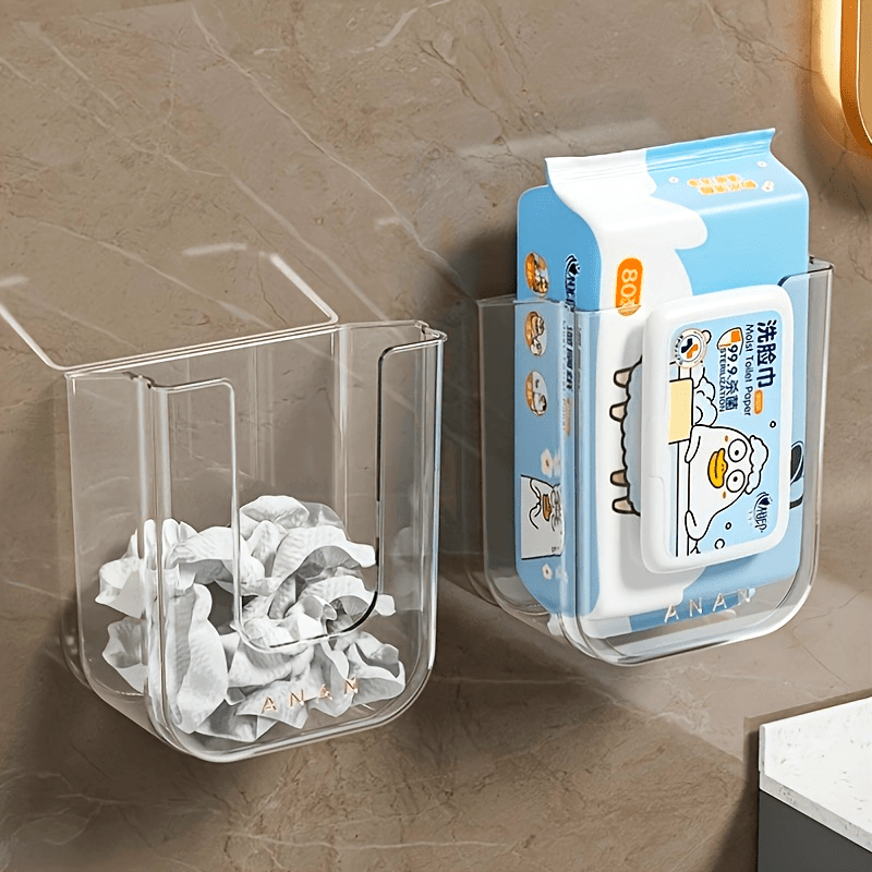 Easy-Install Luxury Square Plastic Tissue Holder - Wall-Mounted, No-Drill Bathroom Organizer for Face Towels & Wet Wipes, Storage Box, Dispenser