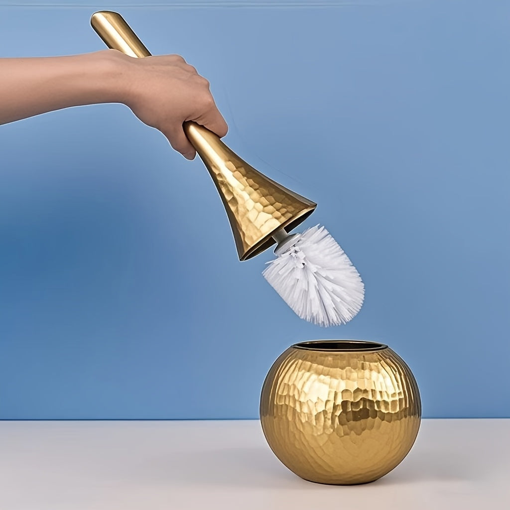 Luxurious Golden Toilet Brush with Long Handle - Elegant White Bristles, Ideal for Bathroom and Home Cleaning, Home Hygiene Essentials|Elegant Toilet Brush|Durable Plastic Brush