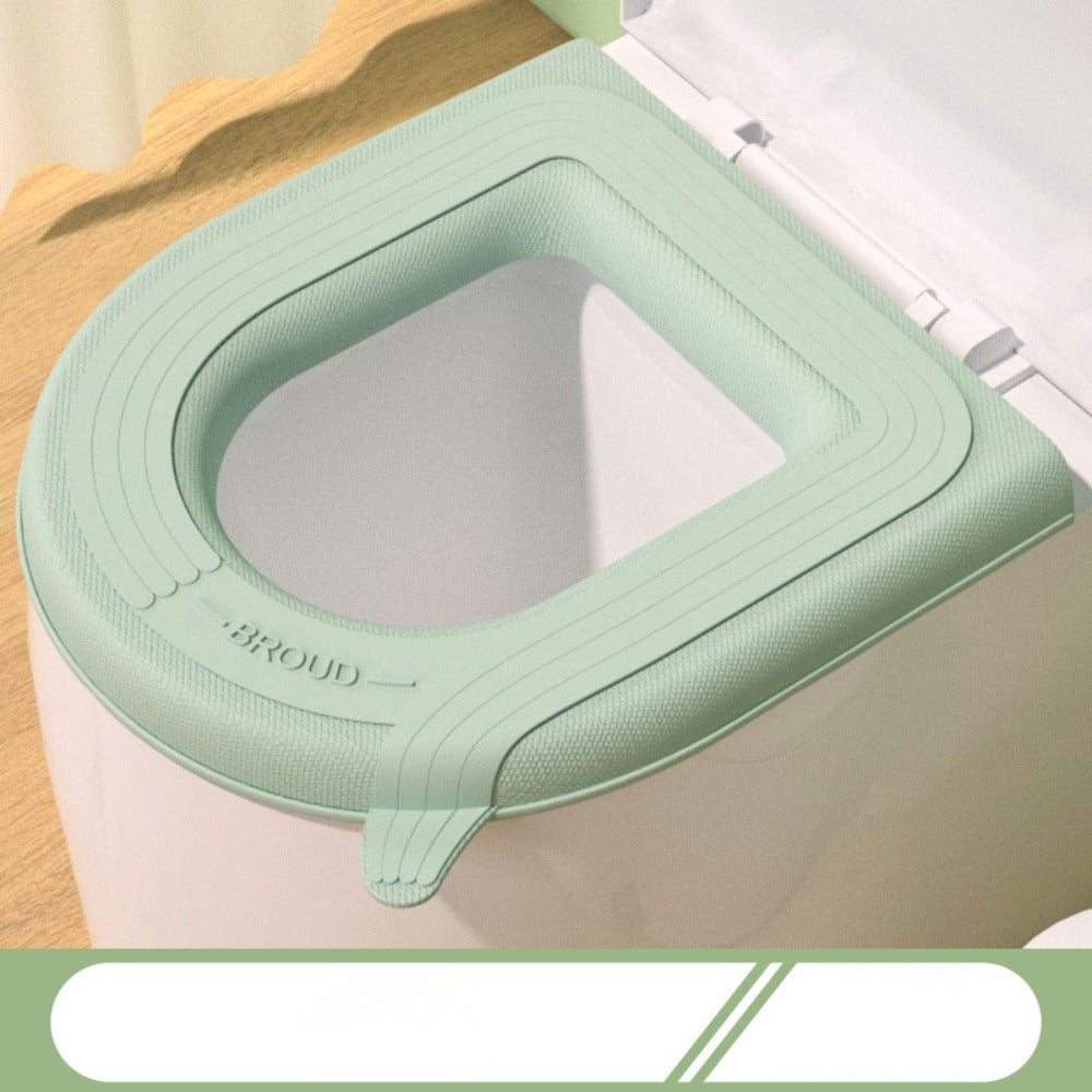 Mint Green Toilet Seat Cover Warmer - Soft, Scrubbable Cushion with Ribbed Texture & Handles for Easy Installation, Comfortable Fit, and Enhanced Hygiene, Toilet Seat Cushion