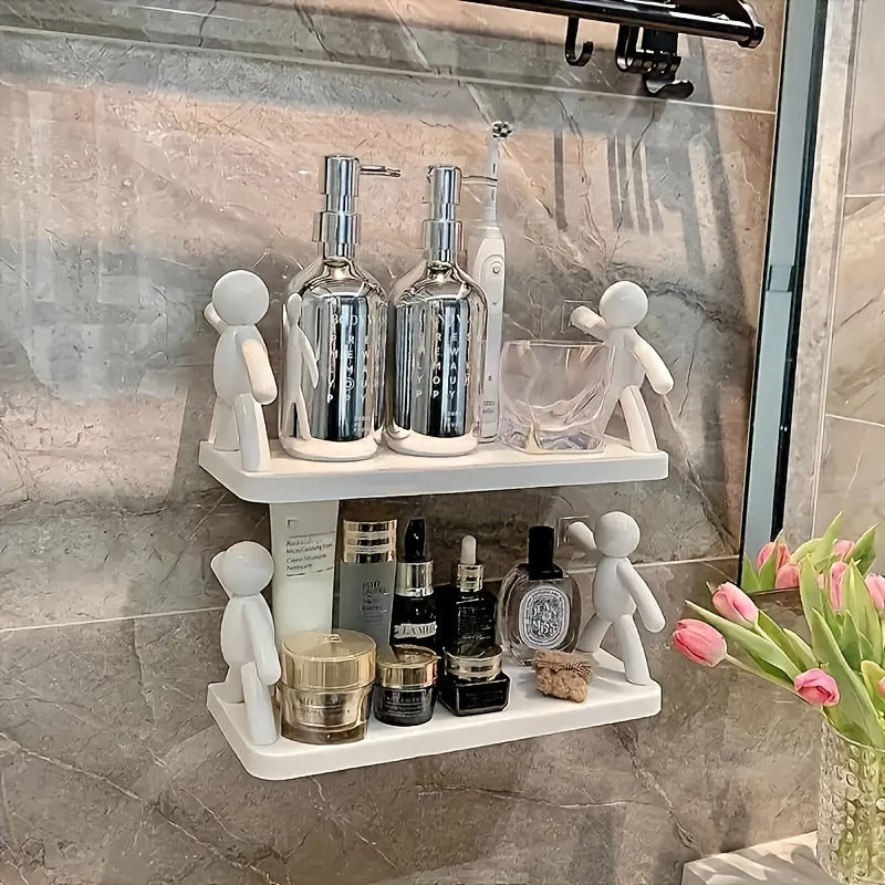 Chic Humanoid Wall-Mounted Storage Shelf - Modern Plastic Organizer for Kitchen & Bathroom