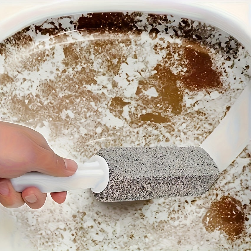 Pumice Stone Toilet Bowl Cleaner Brush - Stain Removal for Bathrooms, Patios & Poolside - Manual, Non-Scratch Cleaning Tool with Plastic Handle - Household Cleaning Essentials, Bathroom Cleaning Tool|Pumice Stone Brush|Nonstick Surface Brush
