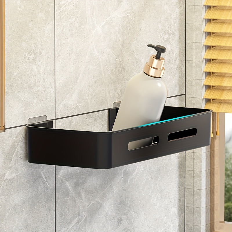 1\u002F2\u002F3pcs Long Rectangular PP Bathroom Wall Shelves - Space-Saving, No-Drill, Matte Finish, Ideal for Vanity and Shower Area Organization, Bathroom Shelves|Modern Bathroom Shelves|Durable Bathroom Shelves