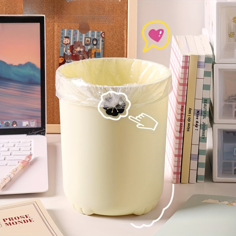 1pc Mini Desktop Trash Can Open-Top Plastic Office Wastebasket - Cylindrical Shape for Home and Office Use