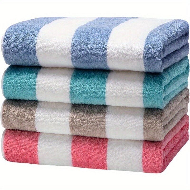 1pc Super Soft Microfiber Quick-Dry Towel - 200 GSM 100% Polyester, Ultra Absorbent & Lightweight for Home, Travel, Pool - Machine Washable, Multiple Colors (Striped & Solid), Home Bathroom Essentials | Plush Texture | Durable Bath Linens, Bath Towels
