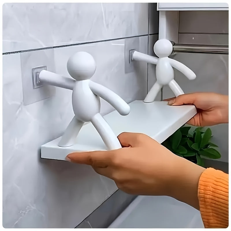 Chic Humanoid Wall-Mounted Storage Shelf - Modern Plastic Organizer for Kitchen & Bathroom
